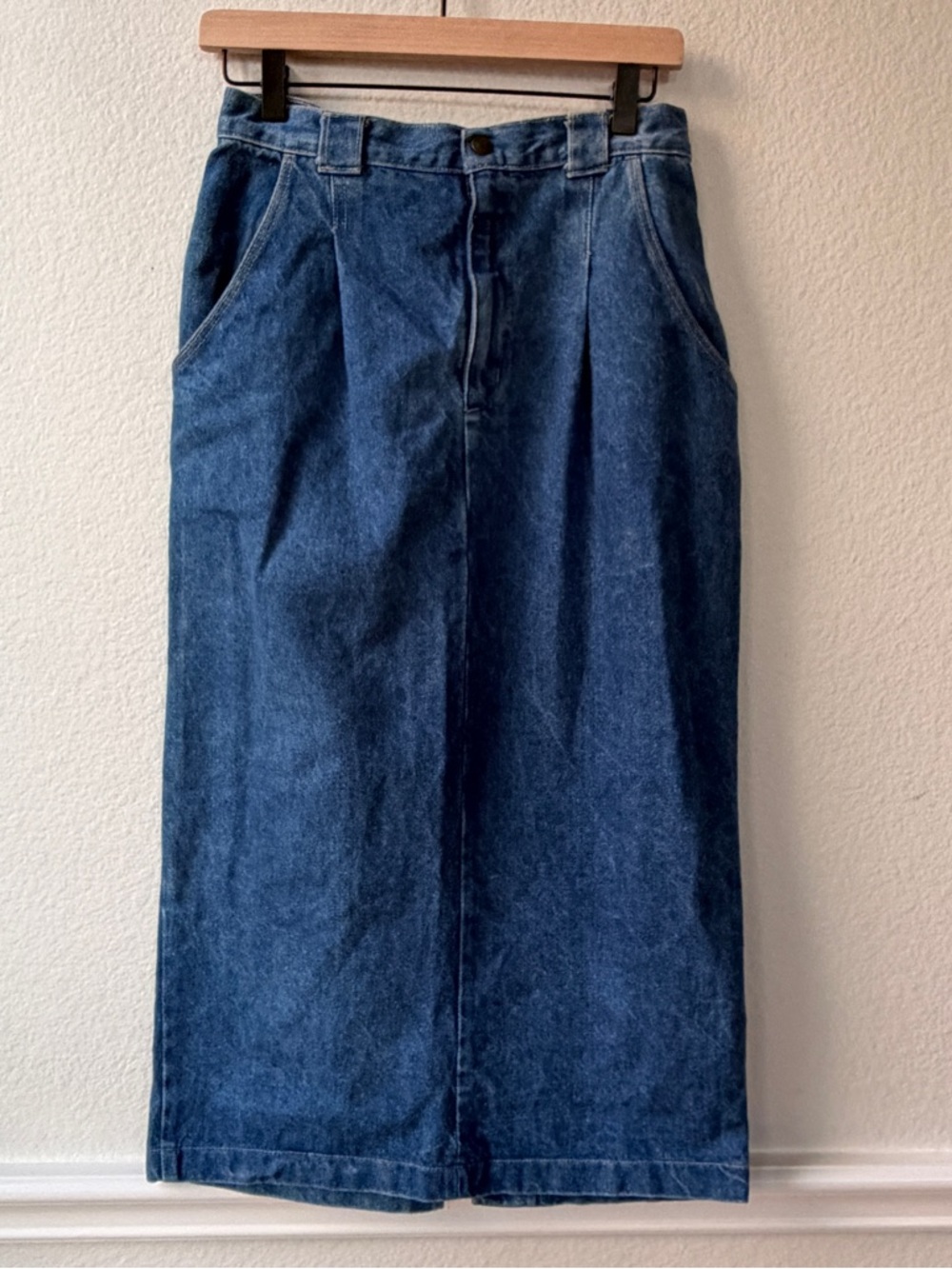 Vintage Vivaldi Denim Midi‎ Skirt High Waist A-Line Made in USA Size 10